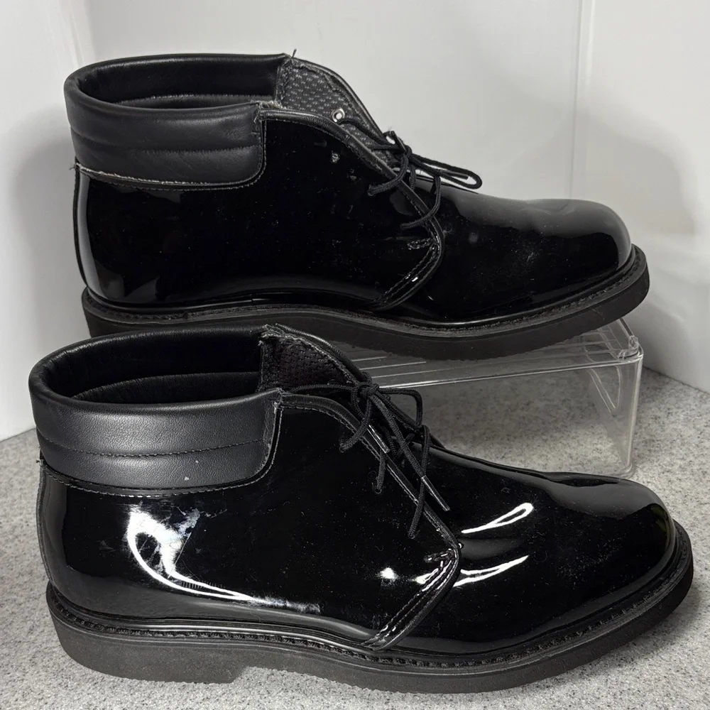 Men's Bates uniform Black‎ Leather Ankle Boots patent leather. Fc5 unworn